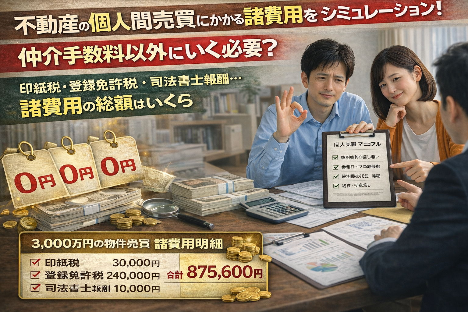 不動産の個人間売買にかかる諸費用をシミュレーション!仲介手数料以外にいくら必要?