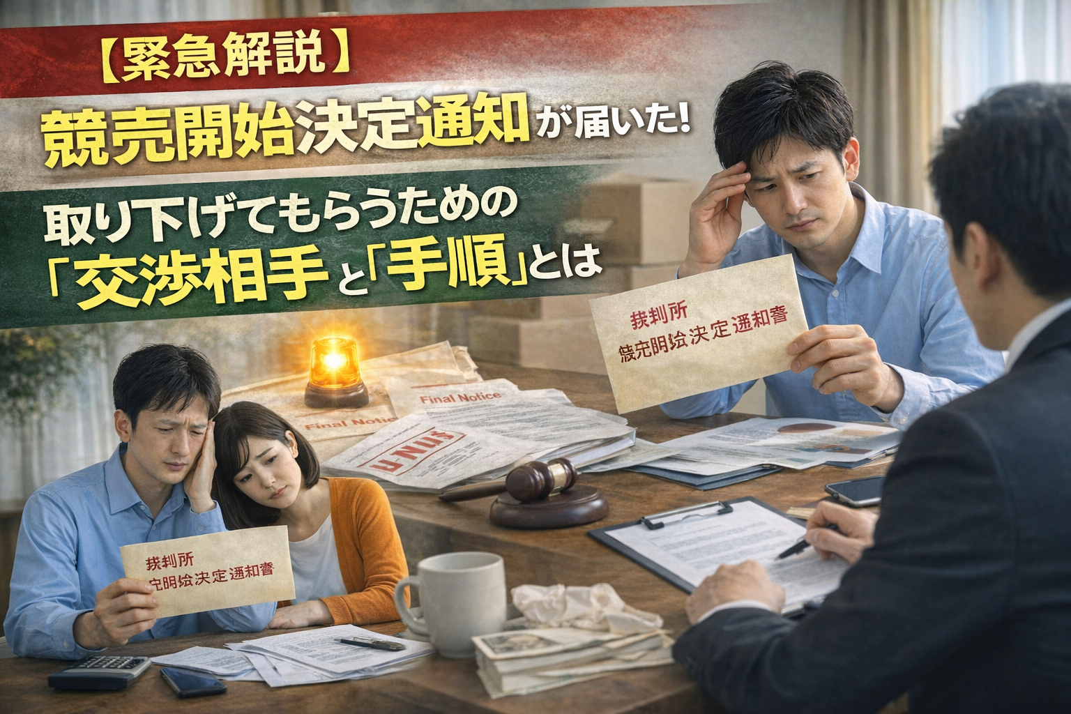 【緊急解説】競売開始決定通知が届いた!取り下げてもらうための「交渉相手」と「手順」とは